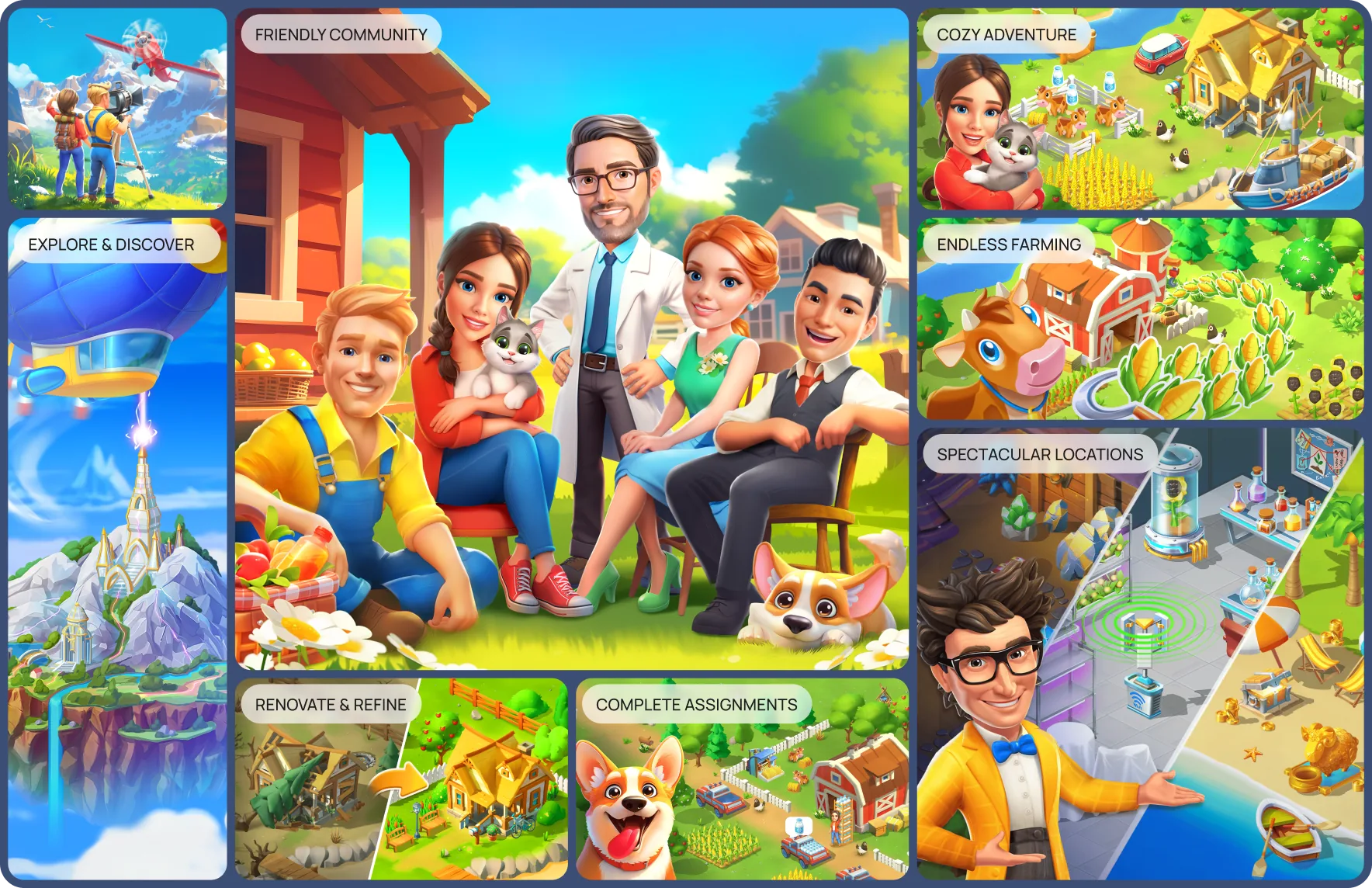 Collage of Goodville gameplay scenes